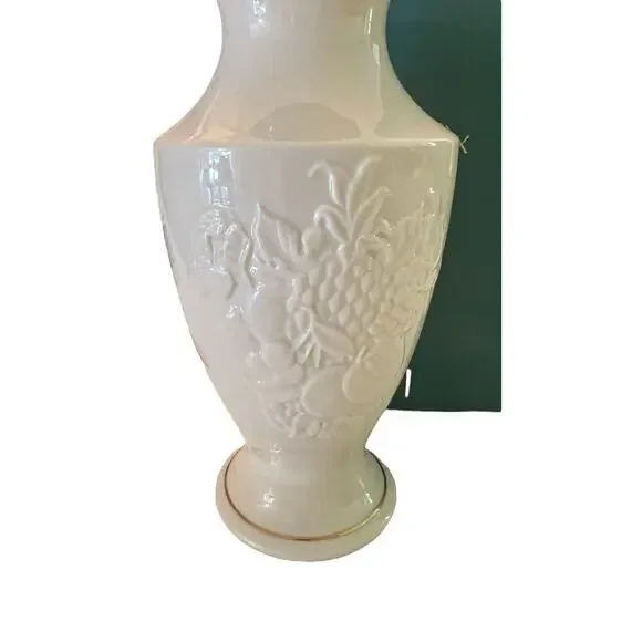 Vintage Lenox Fruits of Life Harvest Embossed Gold Trimmed Vase 9.5